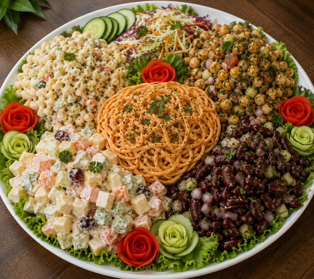 Ultimate Salad Platter with fresh vegetables, fruits, and toppings