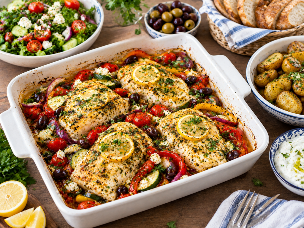 Mediterranean baked fish with tender fish ,aromatice spices ,an healthy and flavorful recipe