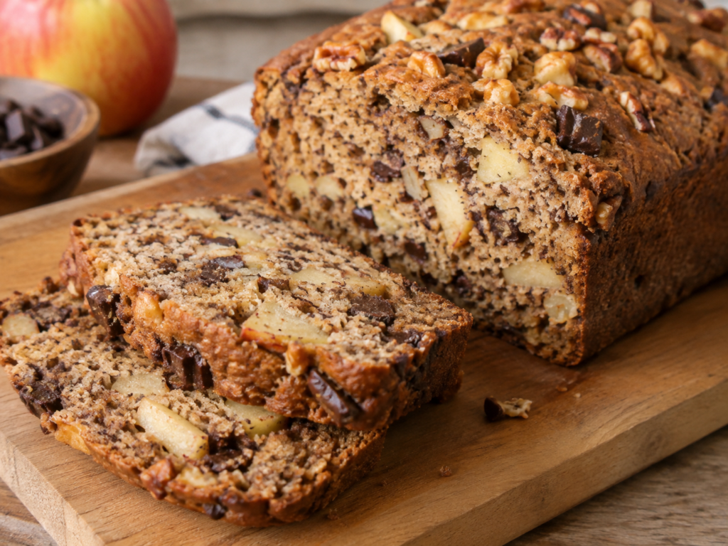 Apple chocolate nut bread with juicy apples,chocolate chip and crunchy nuts