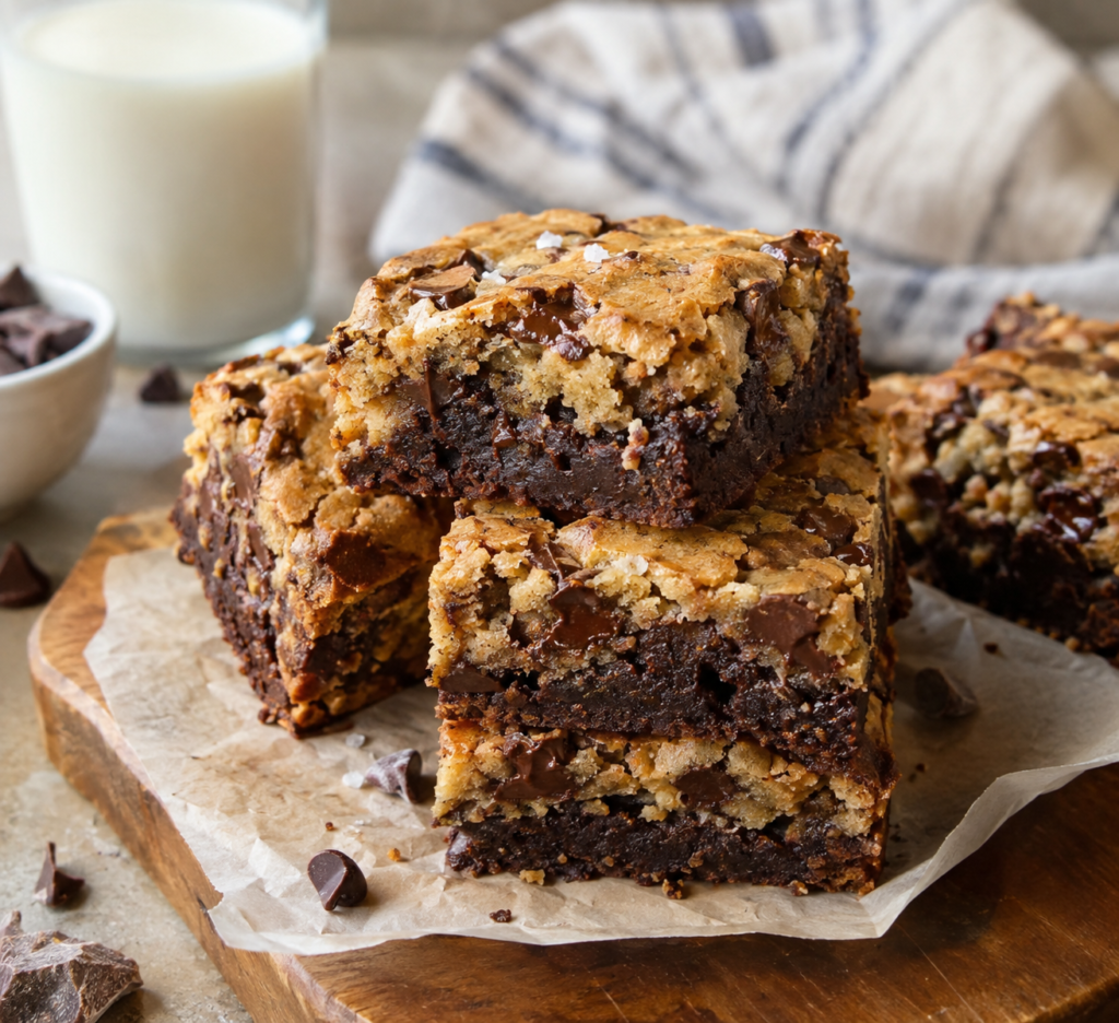 Brown butter brookies soft,fudgy,lots of chocolate 2 flavor in brookies ,brownies layer and cookie top make brokies