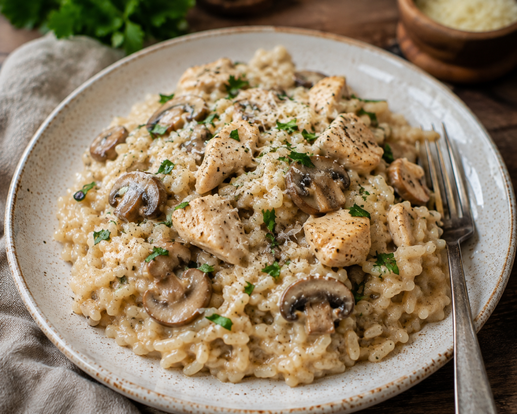 Creamy Chicken and Mushroom Rice creamy and delicious