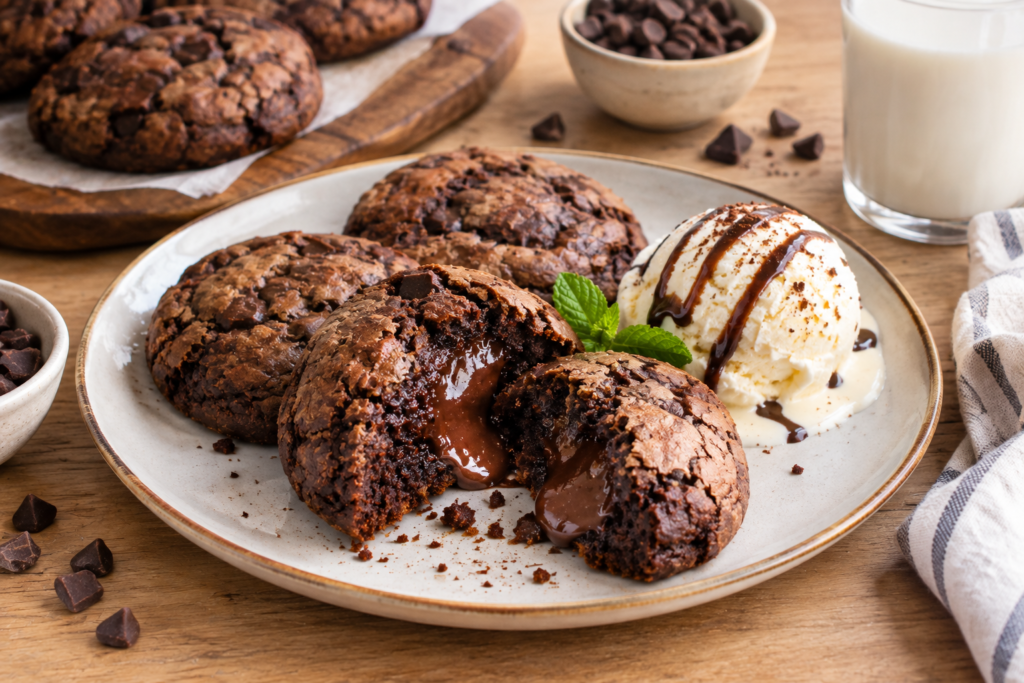 Lava chocolate brokies a fudge brownie exterior,chewy cookie texture